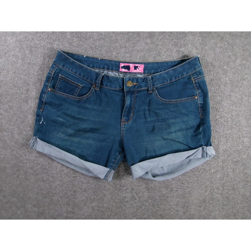 Comfort Denim Shorts Women 16 Blue Jorts Cuffed Denim Dark Wash Summer Beachy